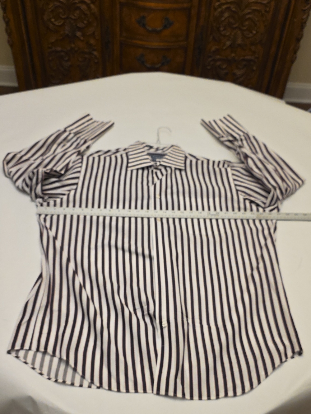 Paul Fredrick Black and Whitewith Red Pin Striped Button-Down Shirt